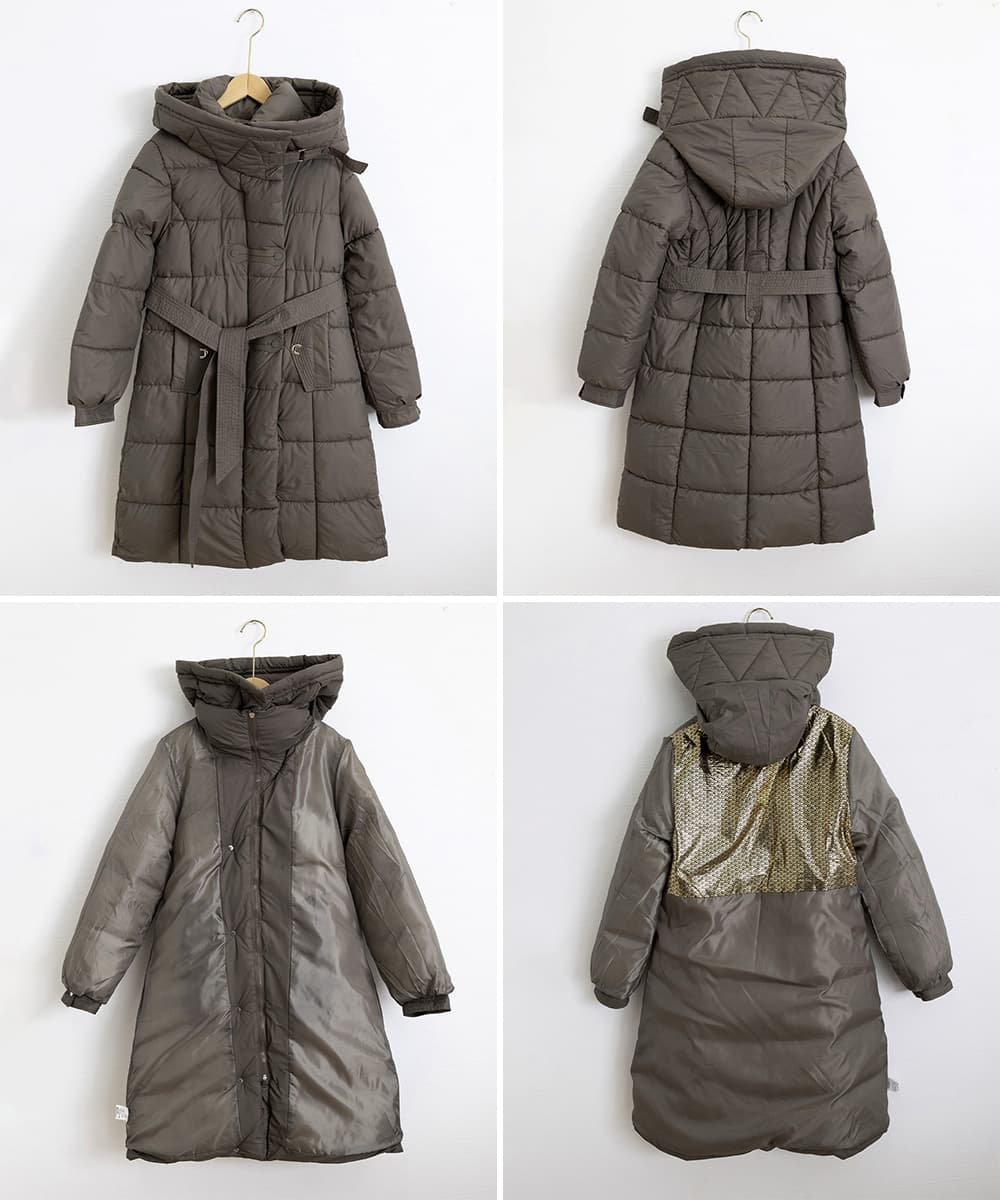 ネイビーコーデ フード付き中綿ロング丈防寒アウター