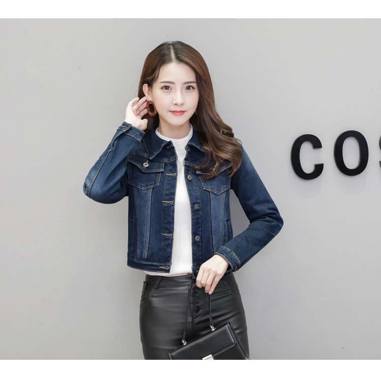 ネイビーコーデ 裏起毛あったかデニムジャケット