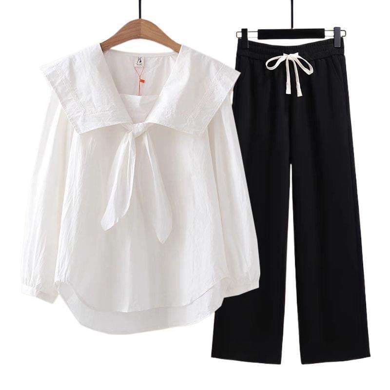 ネイビーコーデ マリンカラーリボン 上下セット