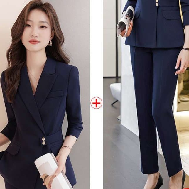 ネイビーコーデ 大人の洗練パンツスーツ セットアップ