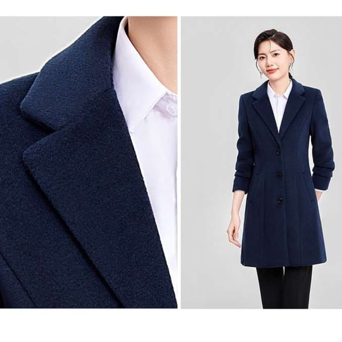 ネイビーコーデ 上品シンプル ロングコート