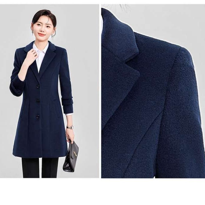 ネイビーコーデ 上品シンプル ロングコート