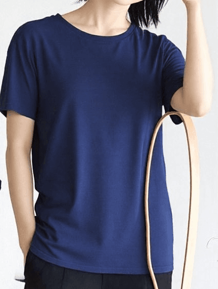 ネイビーコーデ フレンチスリーブ さらさら快適Tシャツ
