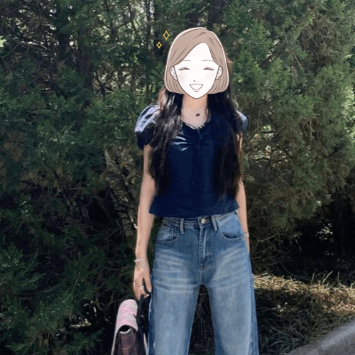 ネイビーコーデ パフスリーブリボンブラウス