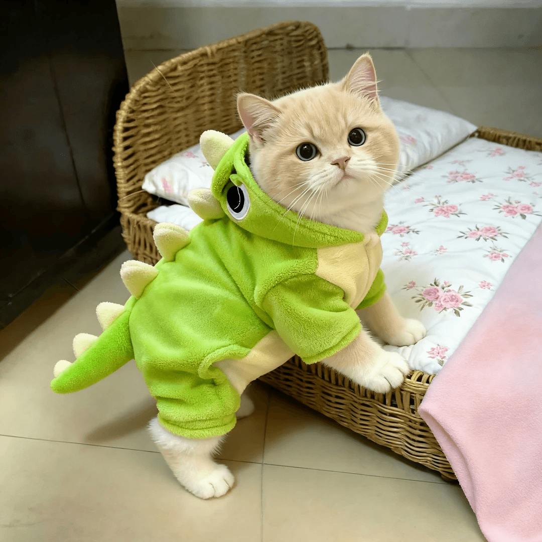 ネイビーコーデ をもっと可愛く！“恐竜に変身する猫服”でリンクコーデを楽しもう