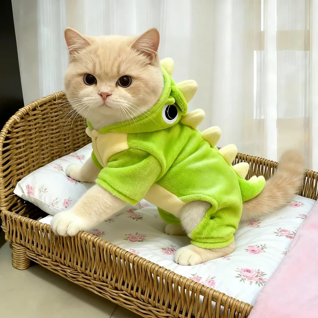 ネイビーコーデ をもっと可愛く！“恐竜に変身する猫服”でリンクコーデを楽しもう