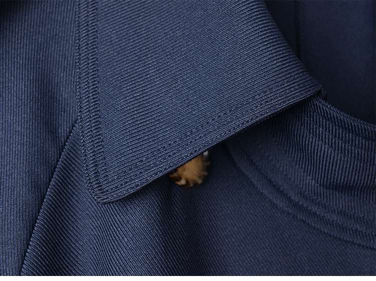 ネイビーコーデ トレンチ風 ベルト付きロングコート