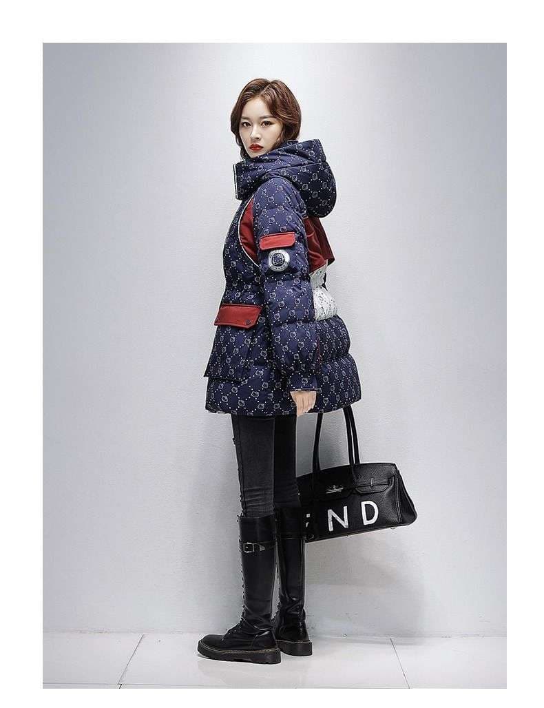 ネイビーコーデ モノグラムキルティング中わたジャケット