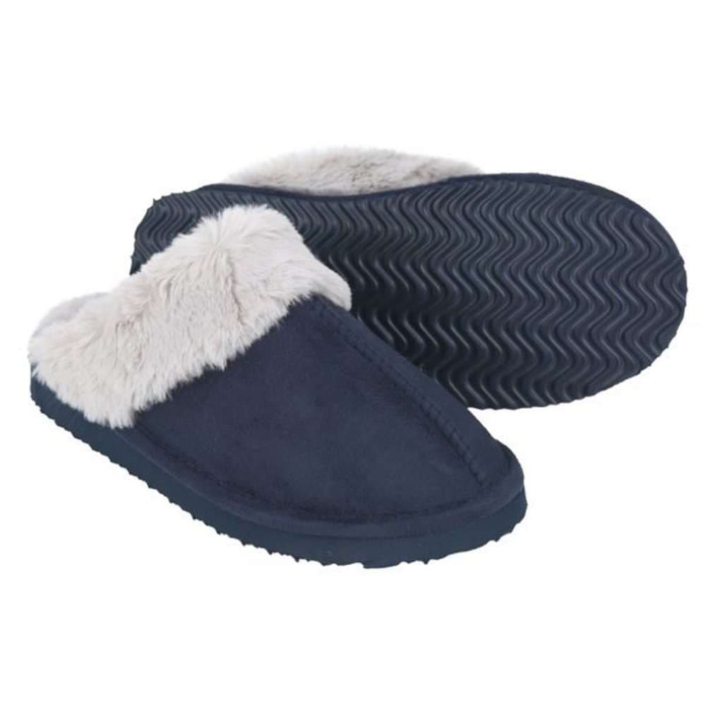 ネイビーコーデ もこもこムートン風あったかスリッパ