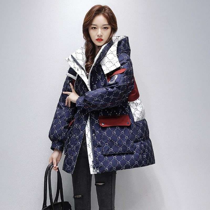 ネイビーコーデ モノグラムキルティング中わたジャケット