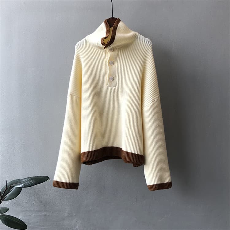 ネイビーコーデ 女性用タートルネックニットセータートップス