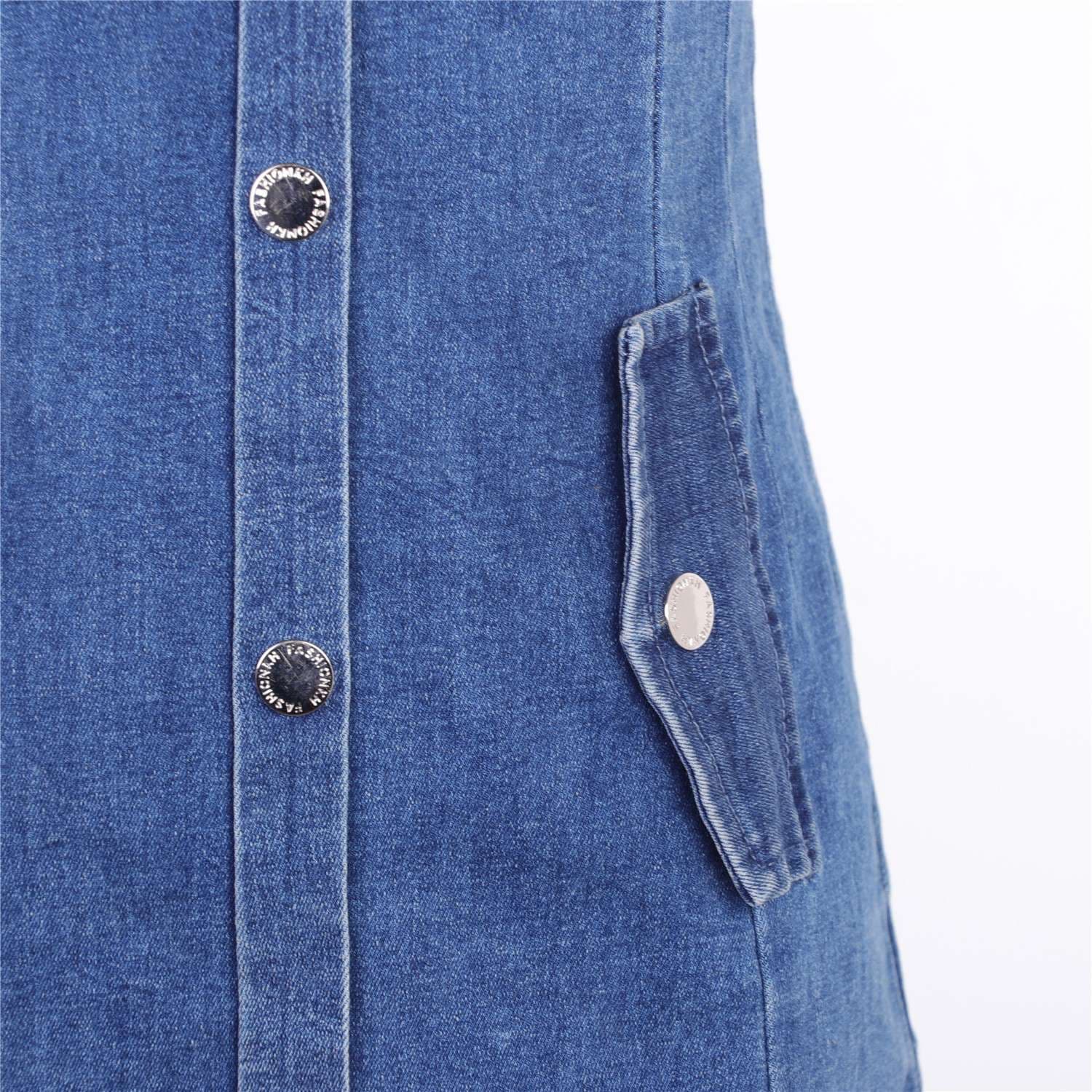 ネイビーコーデ セーラー襟付きデニムワンピース