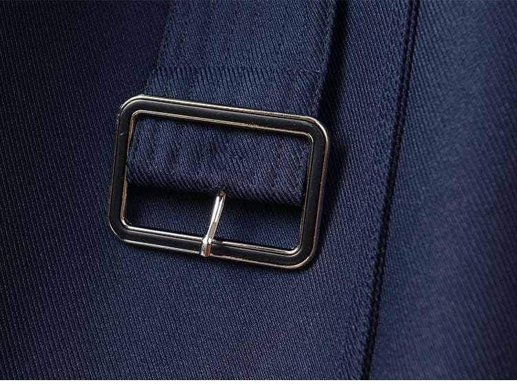 ネイビーコーデ トレンチ風 ベルト付きロングコート