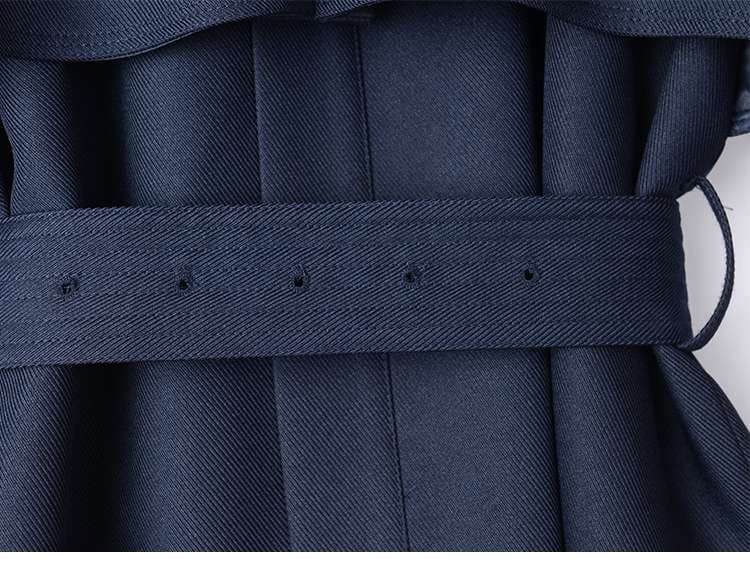 ネイビーコーデ トレンチ風 ベルト付きロングコート