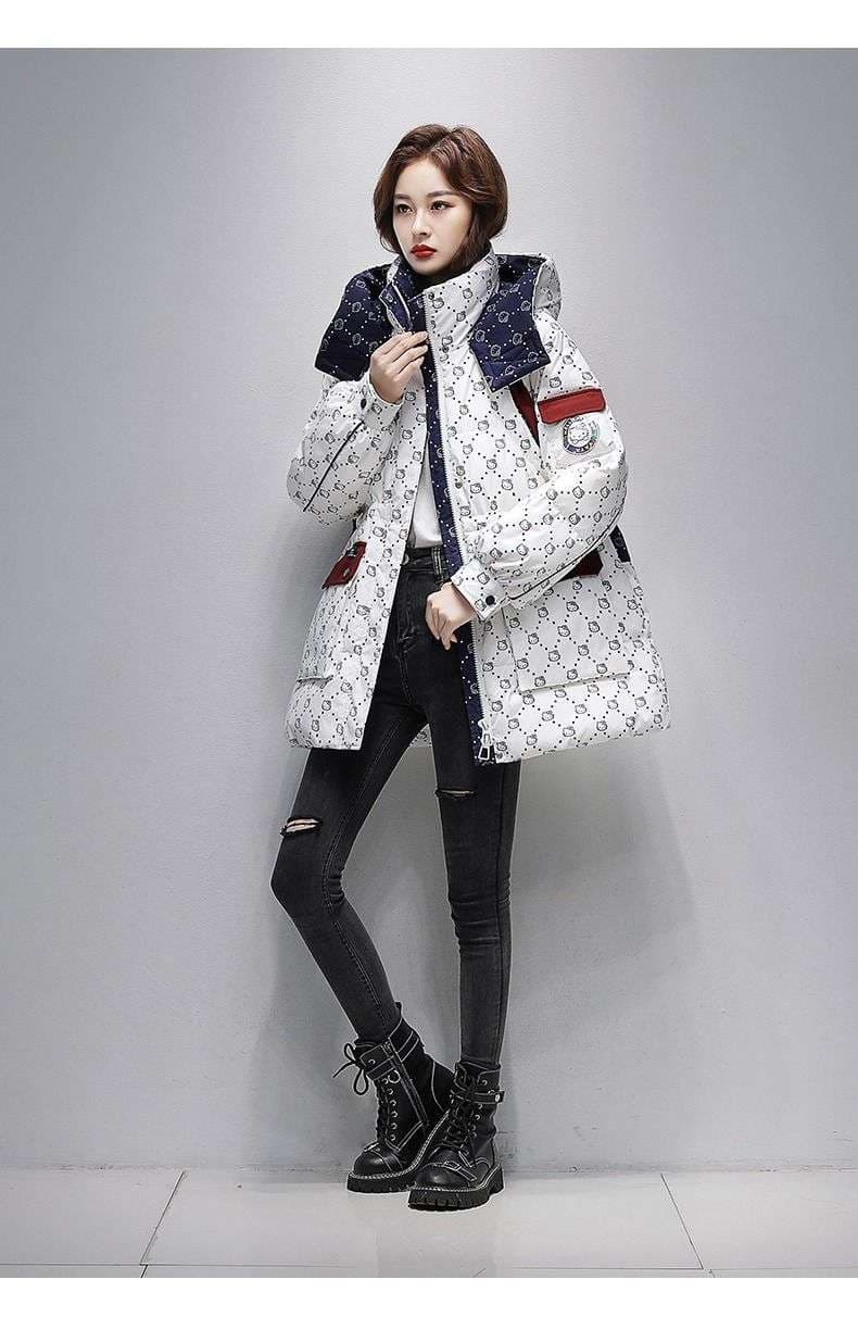 ネイビーコーデ モノグラムキルティング中わたジャケット