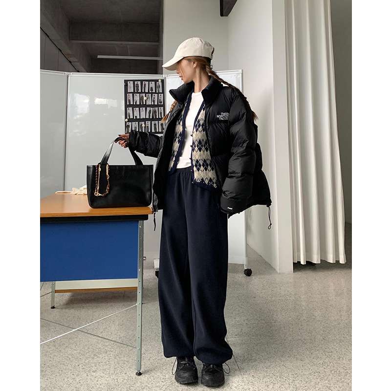 ネイビーコーデ ドレープストレートワイドパンツ