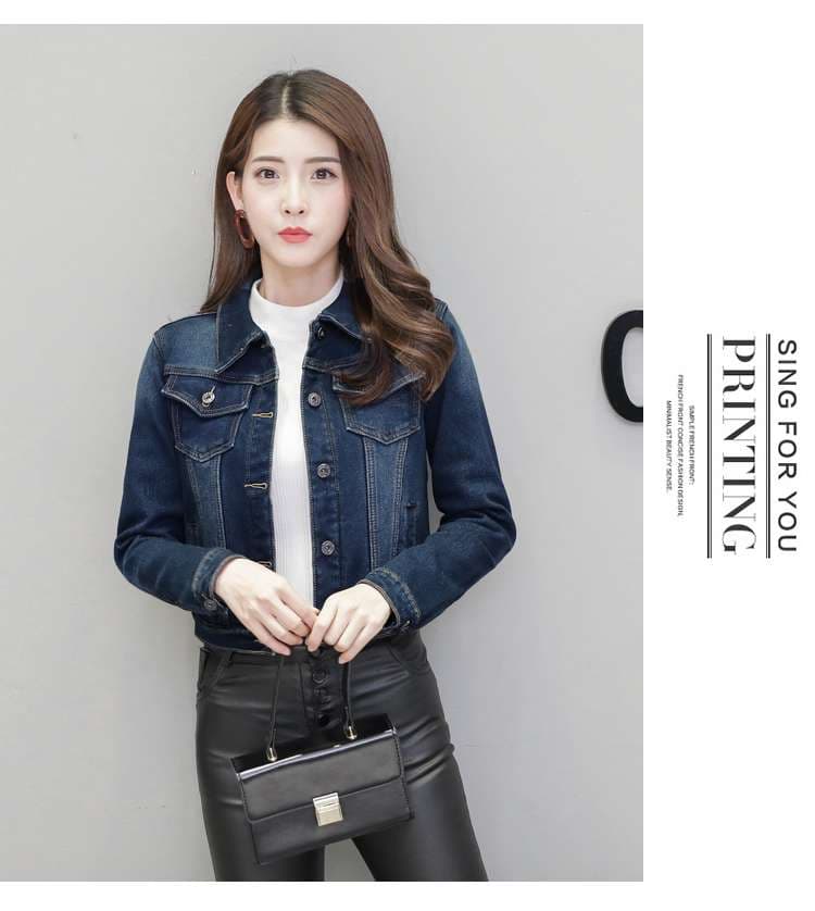 ネイビーコーデ 裏起毛あったかデニムジャケット