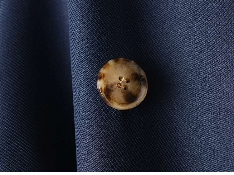 ネイビーコーデ トレンチ風 ベルト付きロングコート