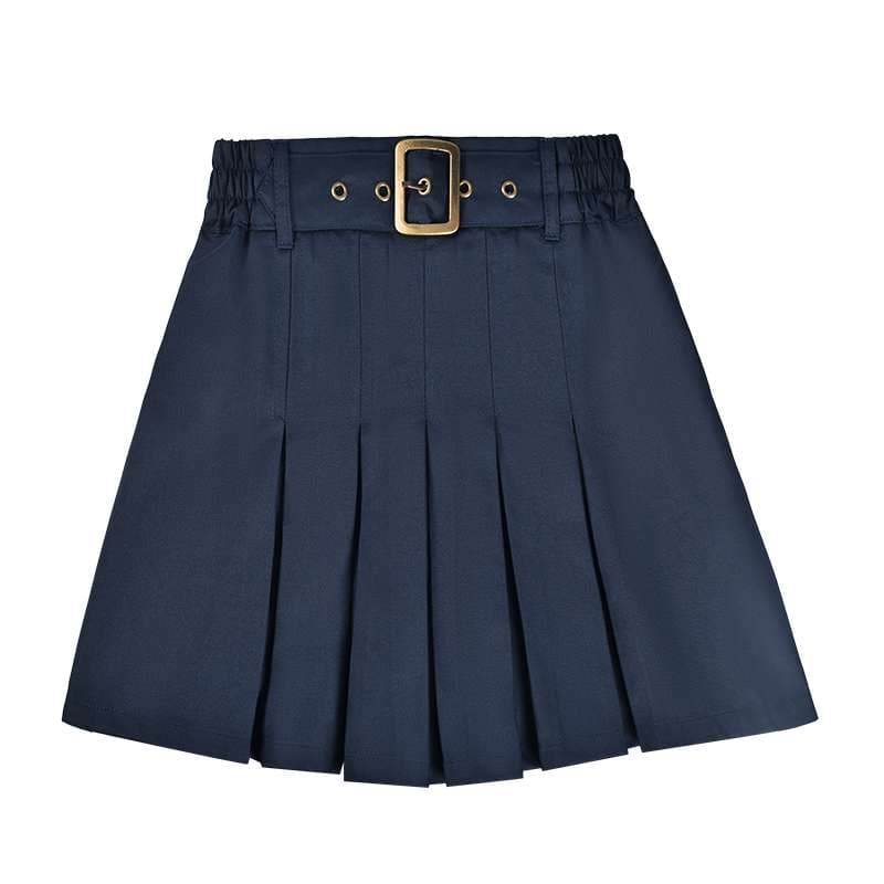 ネイビーコーデ ドレープベルト プリーツスカート