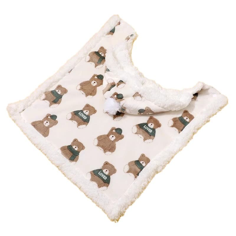 ネイビーコーデ もこもこ熊さん柄フード付き猫用パジャマ