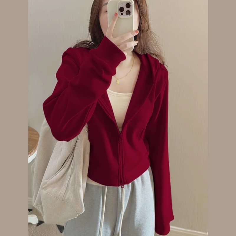 ネイビーコーデ シンプル薄手ジップアップパーカー