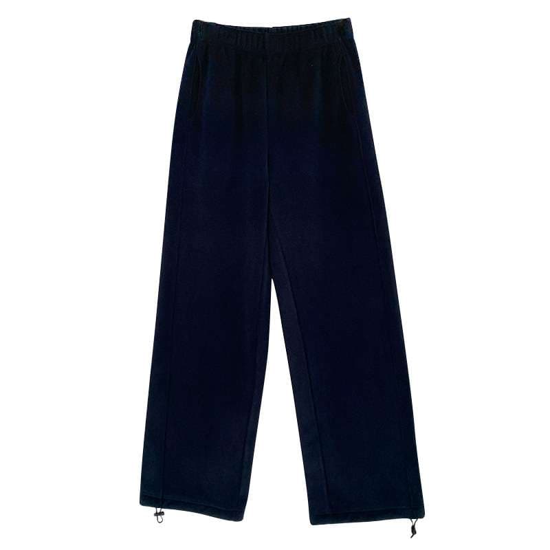 ネイビーコーデ ドレープストレートワイドパンツ