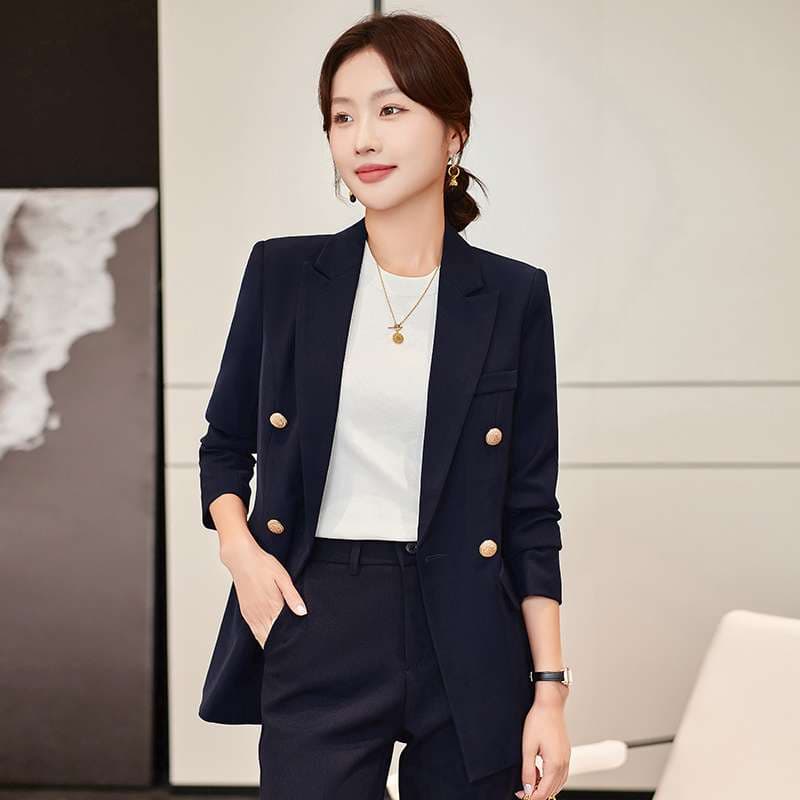 ネイビーコーデ エレガントリボンセットアップスーツ