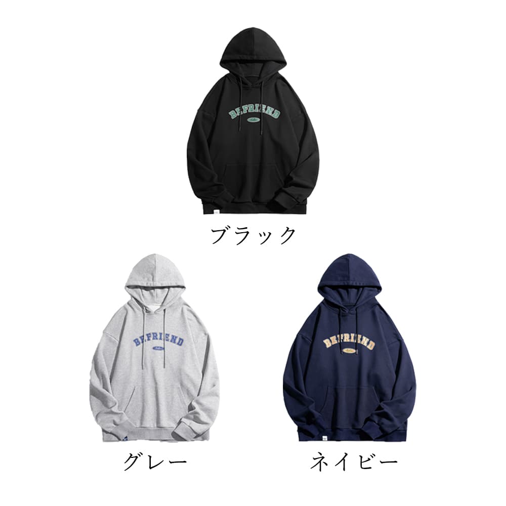 ネイビーコーデ 文字ロゴパーカー レディース 韓国風 トップス