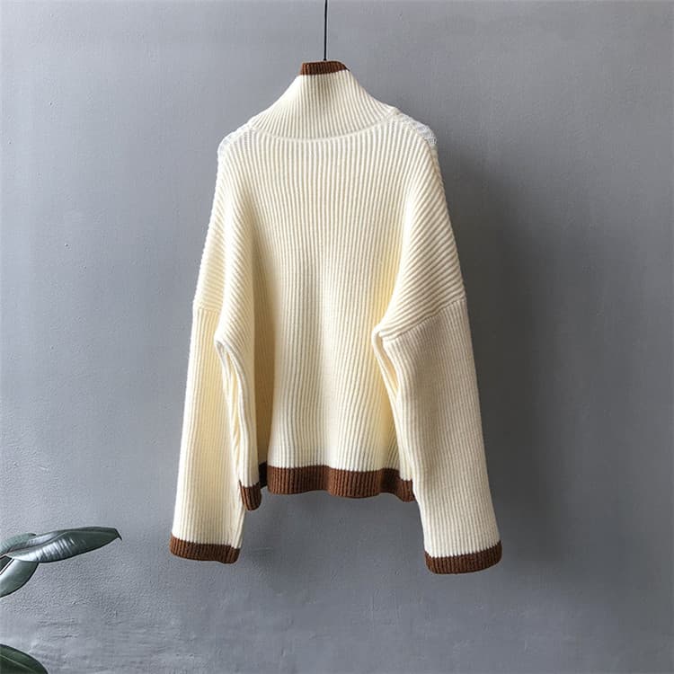 ネイビーコーデ 女性用タートルネックニットセータートップス