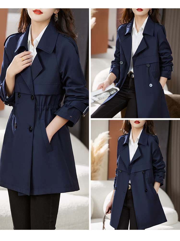 ネイビーコーデ クラシカル トレンチ スタイル ミドル丈コート