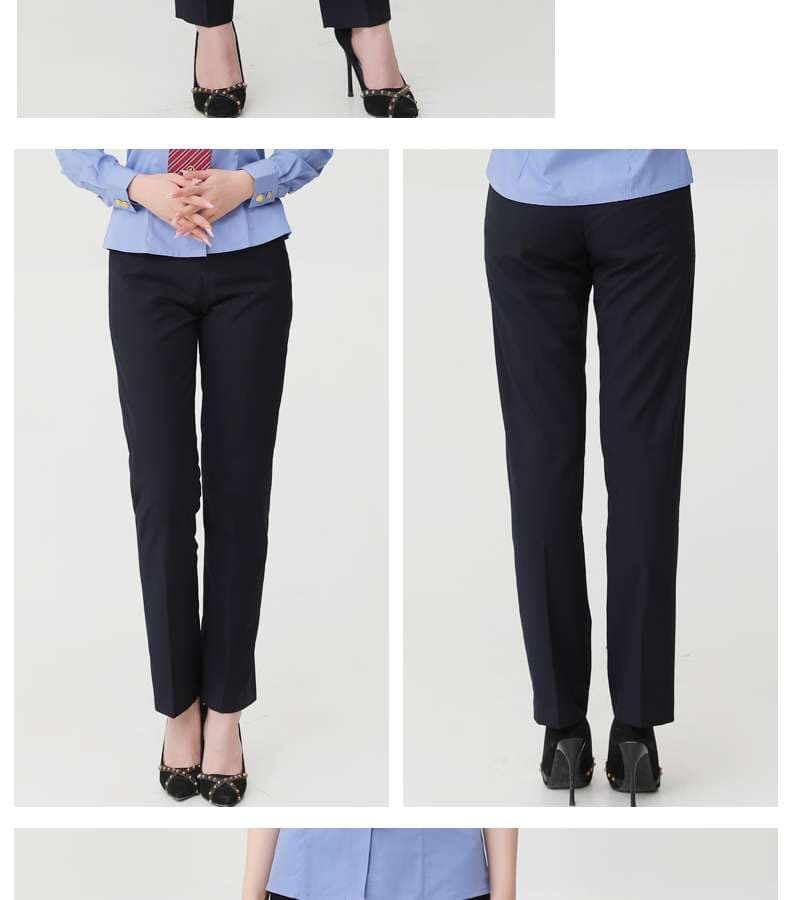 ネイビーコーデ オフィススタイル美脚パンツ
