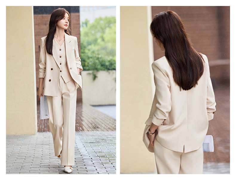 ネイビーコーデ エレガントオフィスセットアップスーツ