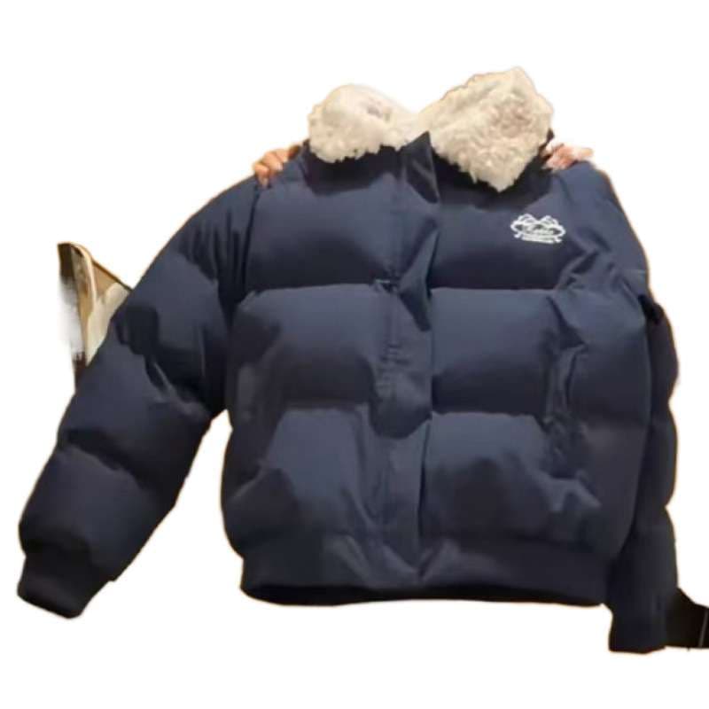 ネイビーコーデ もこもこ襟がかわいい！ネイビーショートダウンジャケット