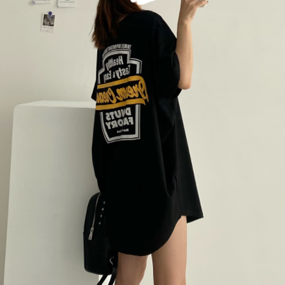 ネイビーコーデ ゆったり半袖チュニック丈シャツ 体型カバートップス 夏