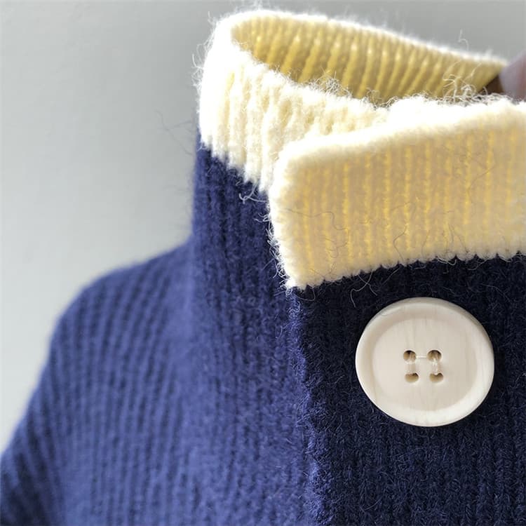 ネイビーコーデ 女性用タートルネックニットセータートップス