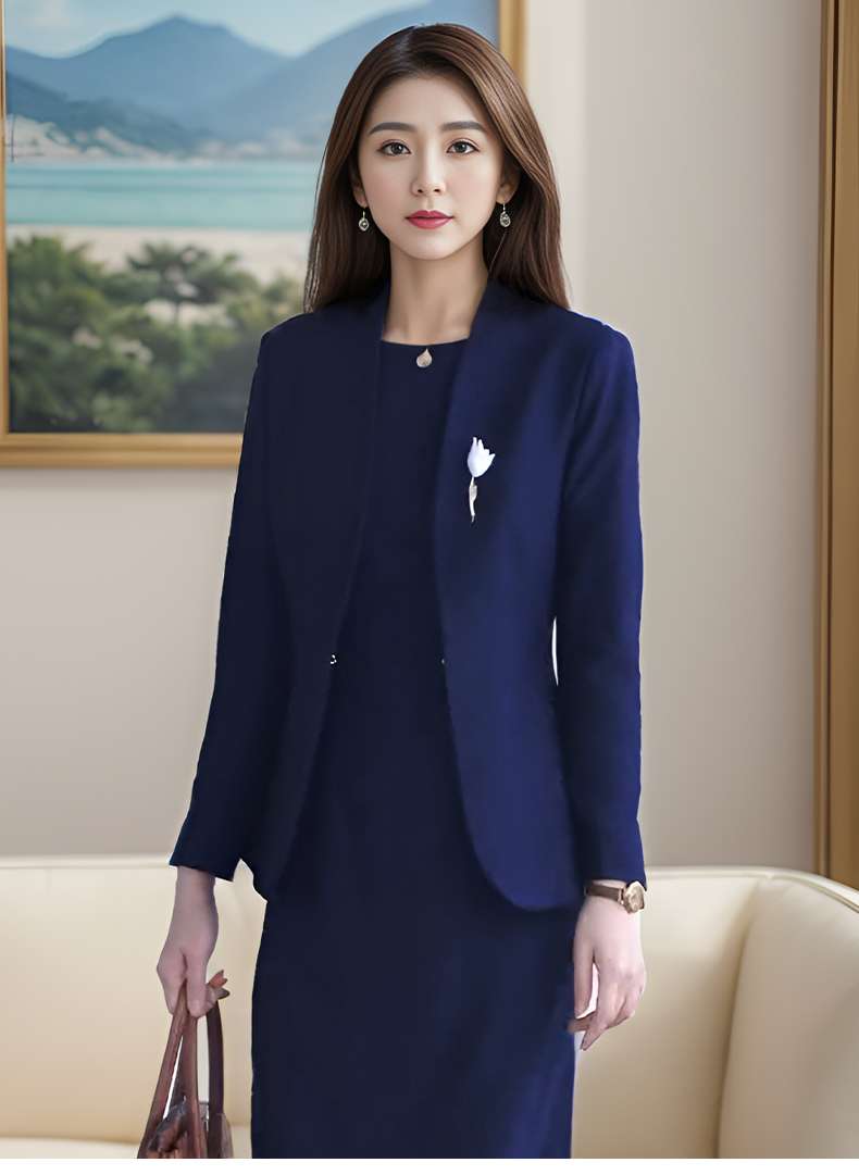 ネイビーコーデ エレガント チューリップ セットアップ スーツ