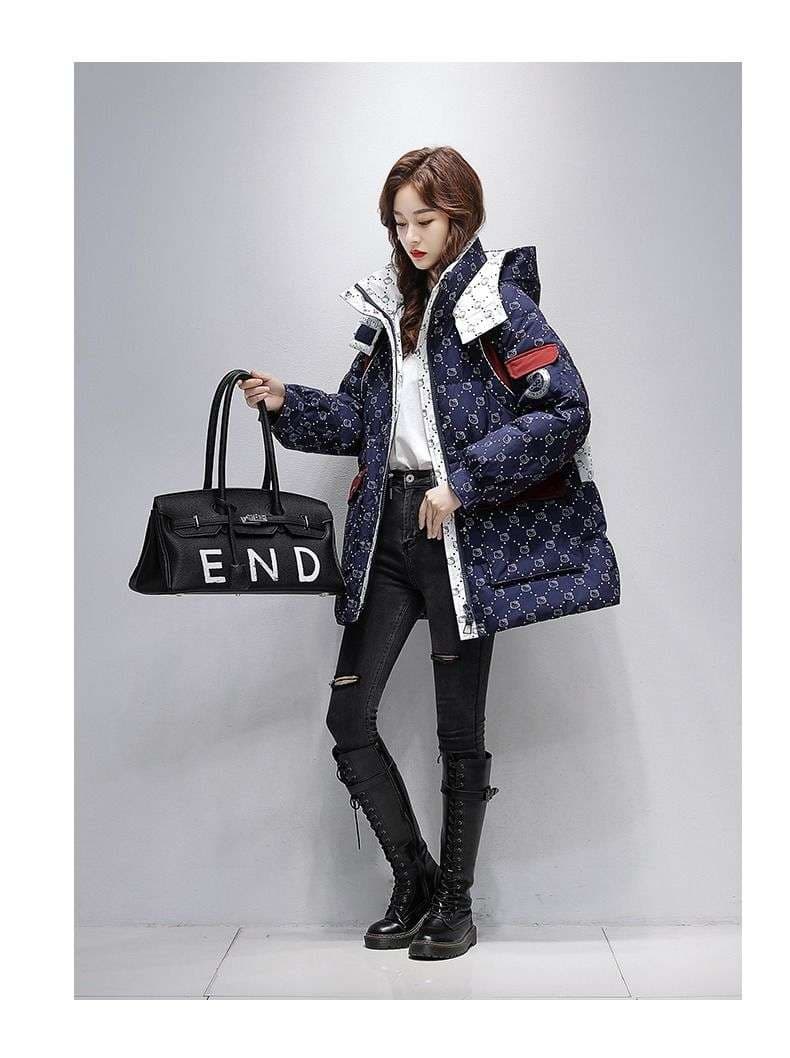 ネイビーコーデ モノグラムキルティング中わたジャケット