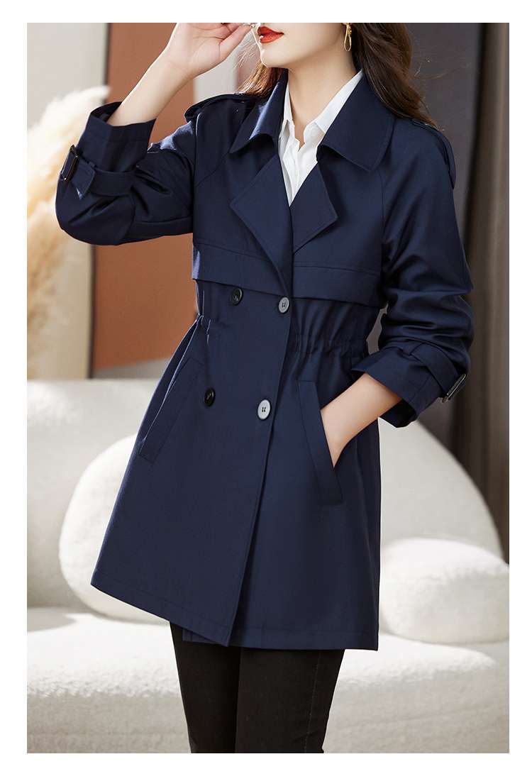 ネイビーコーデ クラシカル トレンチ スタイル ミドル丈コート