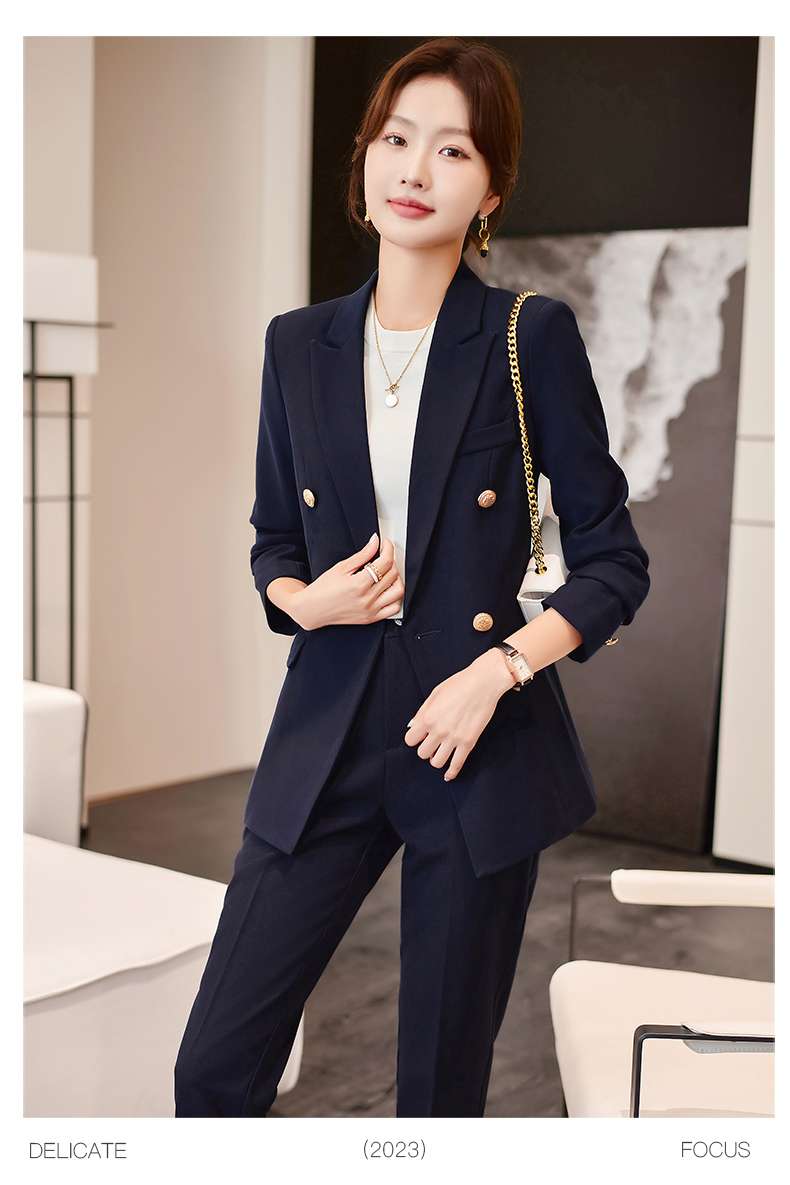 ネイビーコーデ エレガントリボンセットアップスーツ