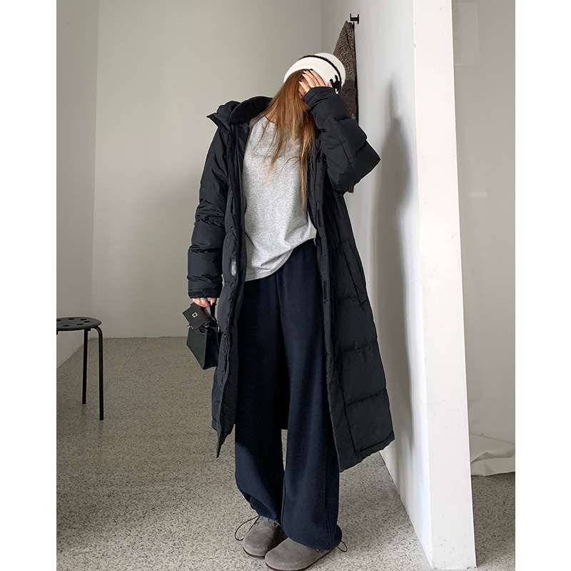 ネイビーコーデ ドレープストレートワイドパンツ