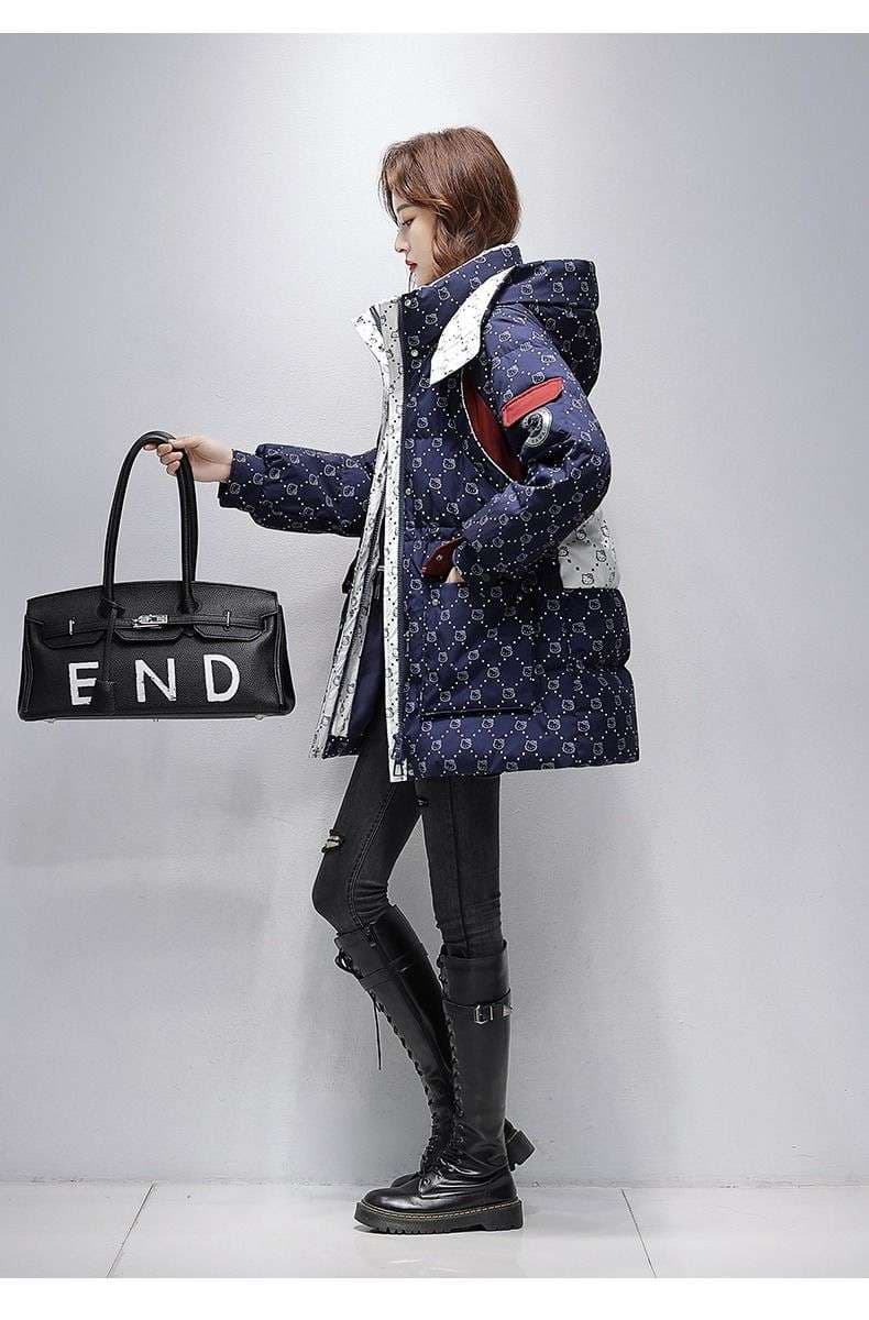 ネイビーコーデ モノグラムキルティング中わたジャケット