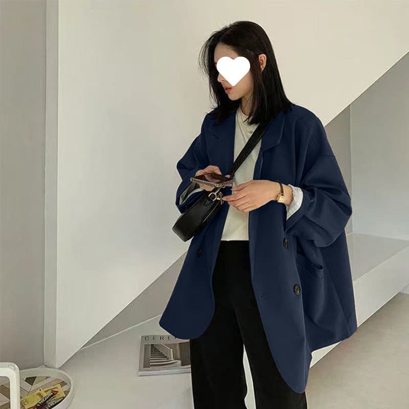 ネイビーコーデ ゆったりシルエットテーラードジャケット