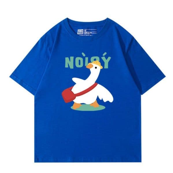 ネイビーコーデ 遊び心あふれる鳥イラストTシャツ