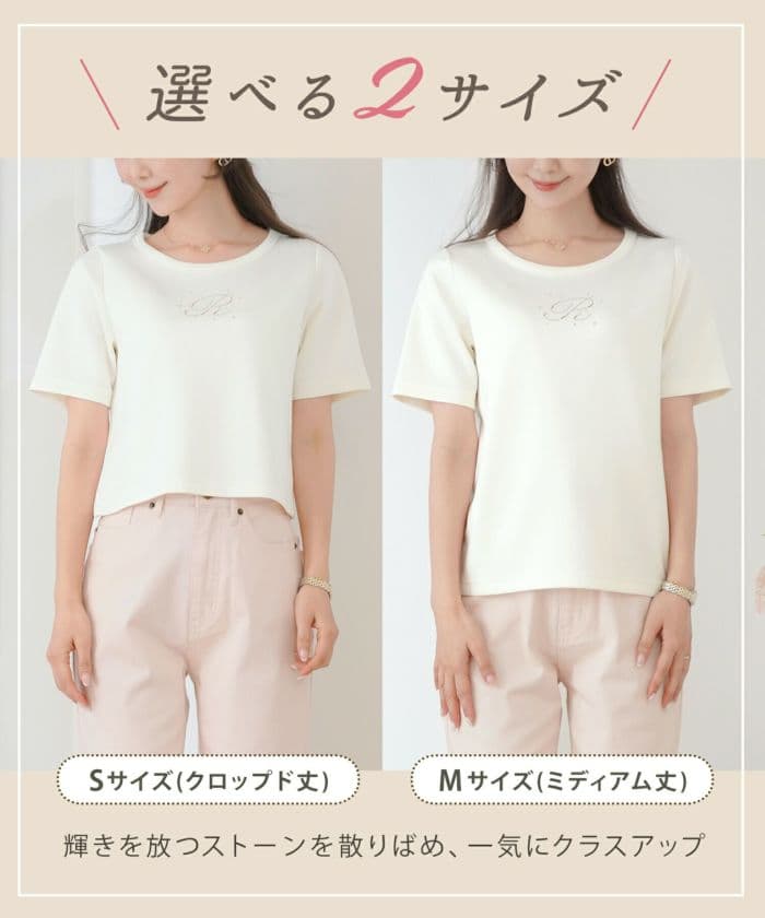ネイビーコーデ きらめき刺繍入り半袖カットソー